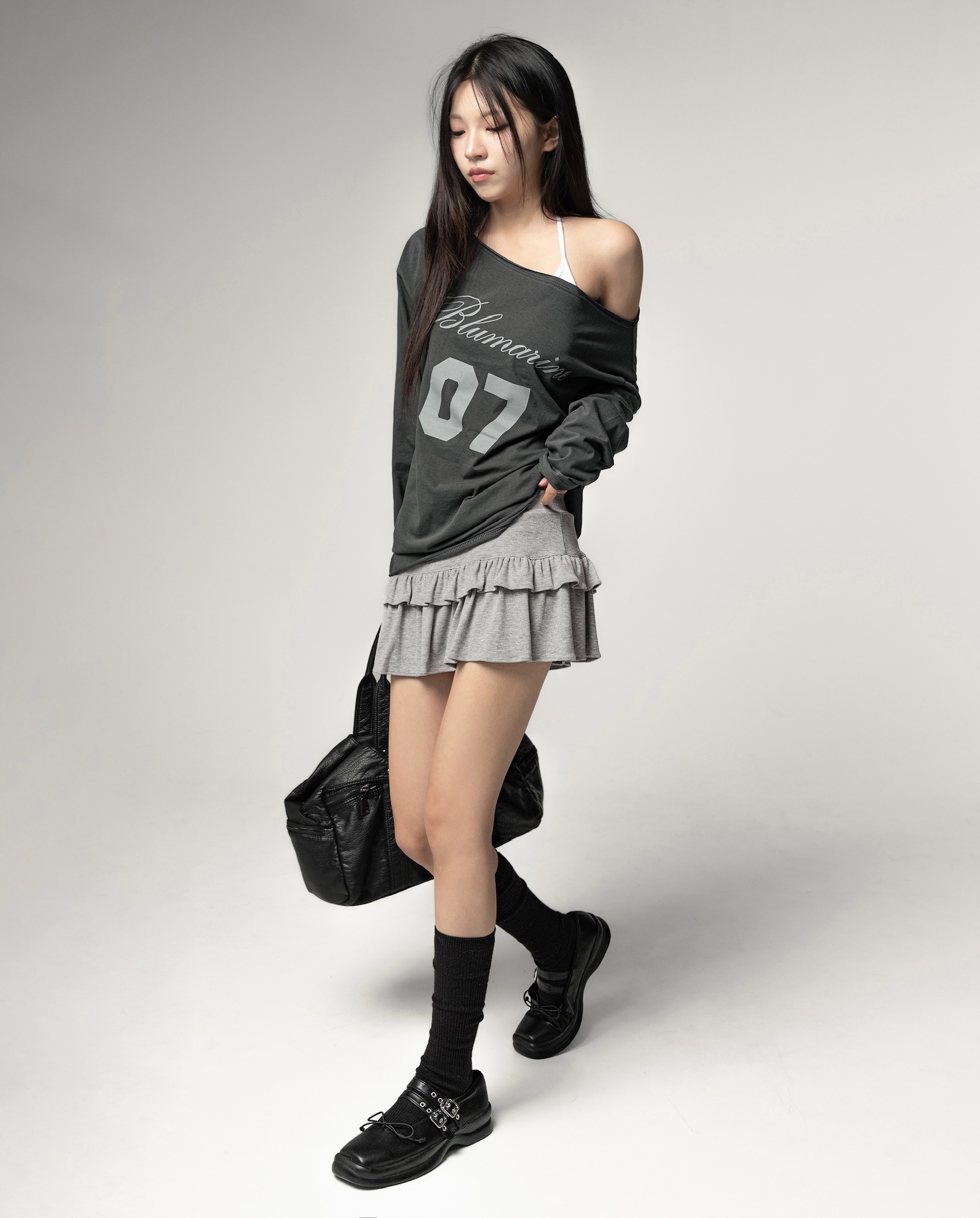 【優惠價預訂】長袖款！韓國鬆身07露肩TEE（4色）