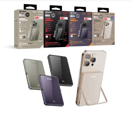 XPower M5K2 5合1鋅合金支架數顯 5000mAh PD3.0+QI2 磁吸移動電源