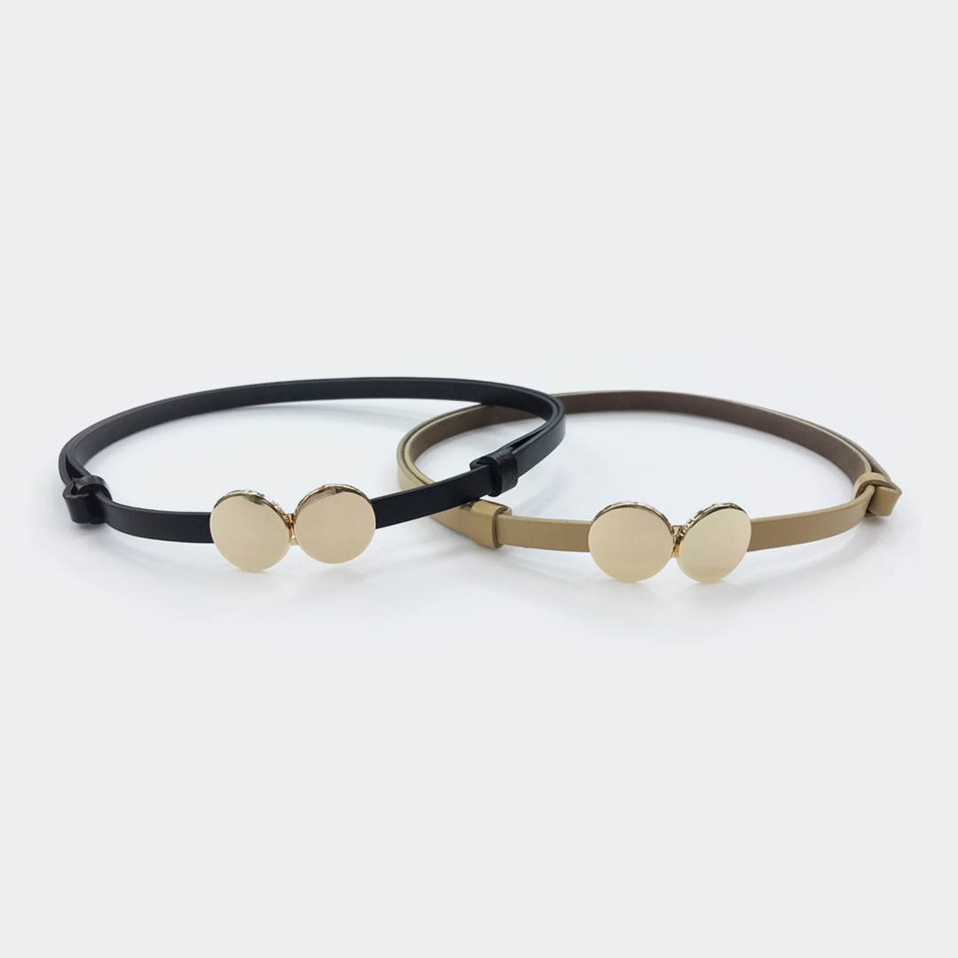 雙圓扣極簡牛皮腰帶