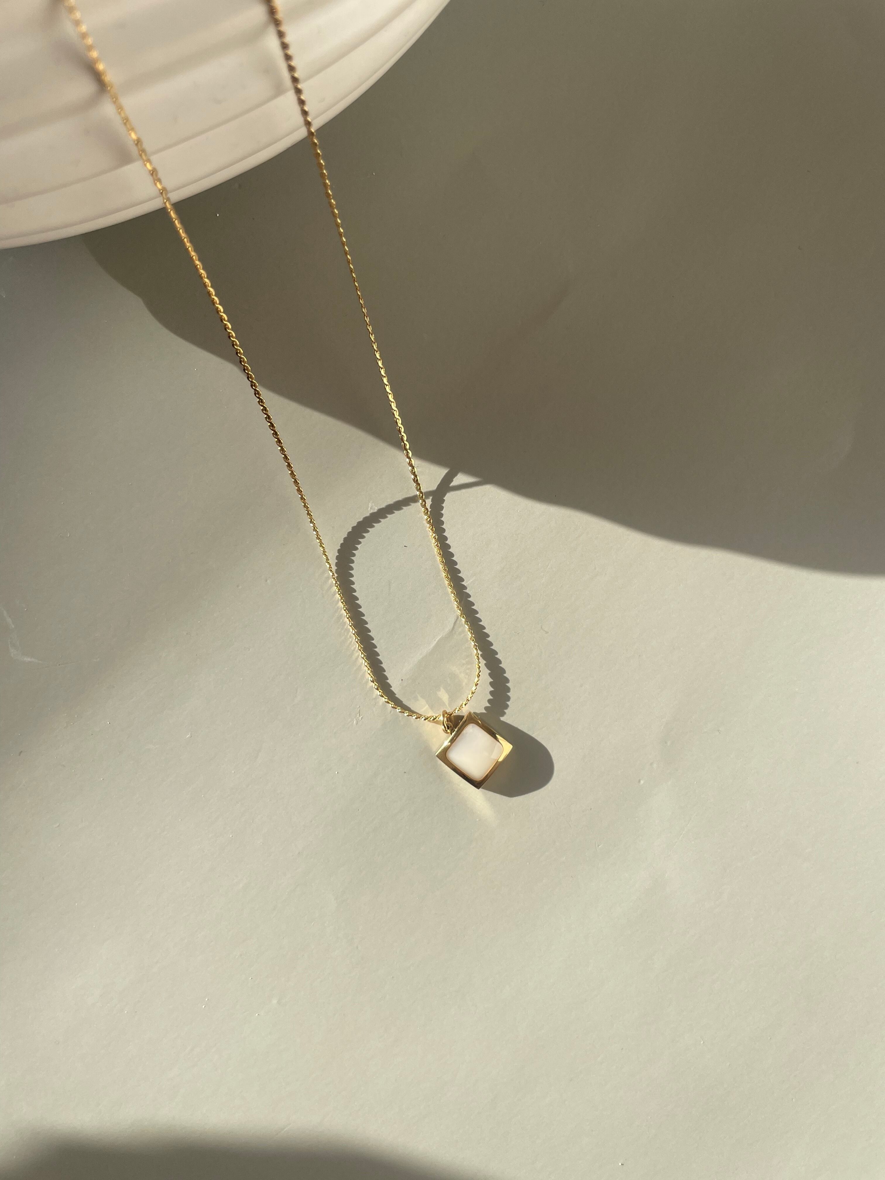 square shell necklace