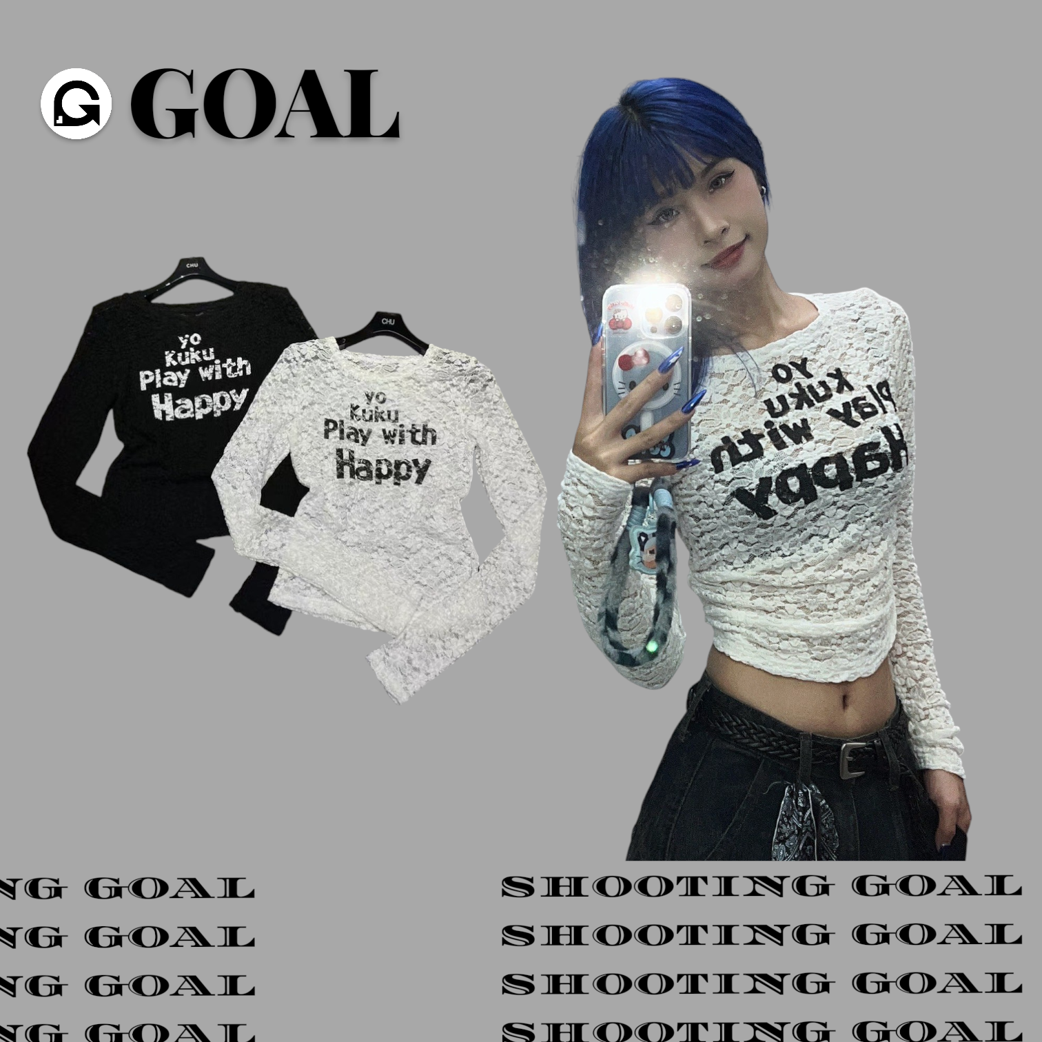 (GOAL) 美式字母蕾絲上衣 秋款薄長袖 C637