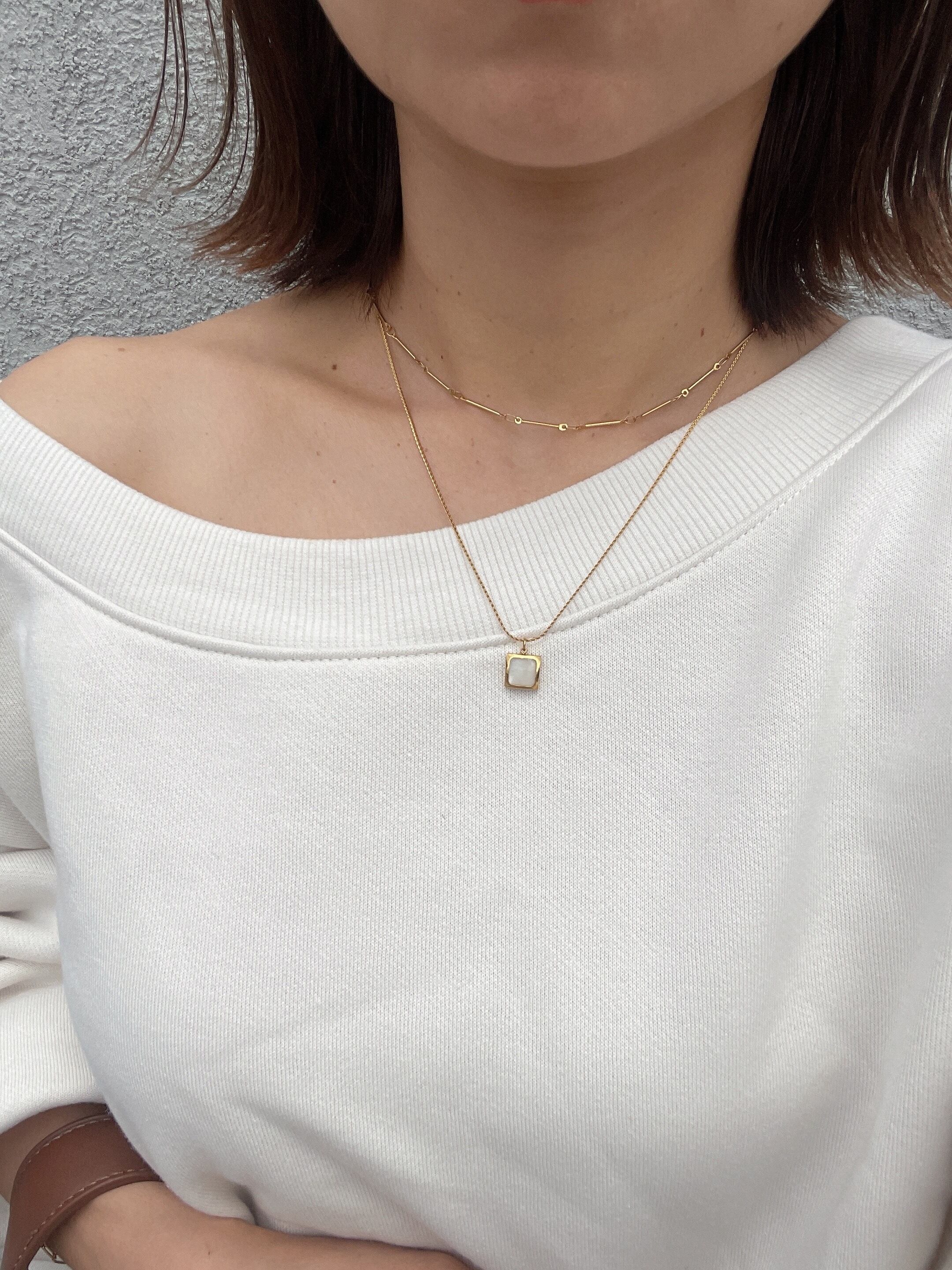 square shell necklace