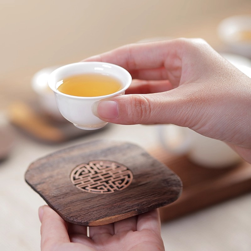 黑檀木窗花杯墊