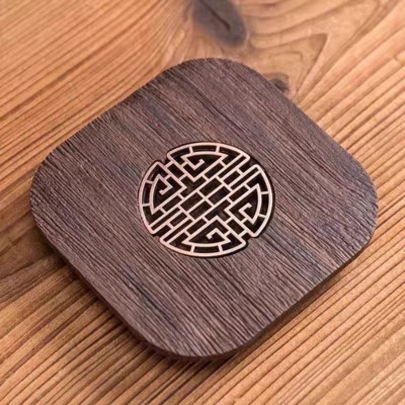 黑檀木窗花杯墊