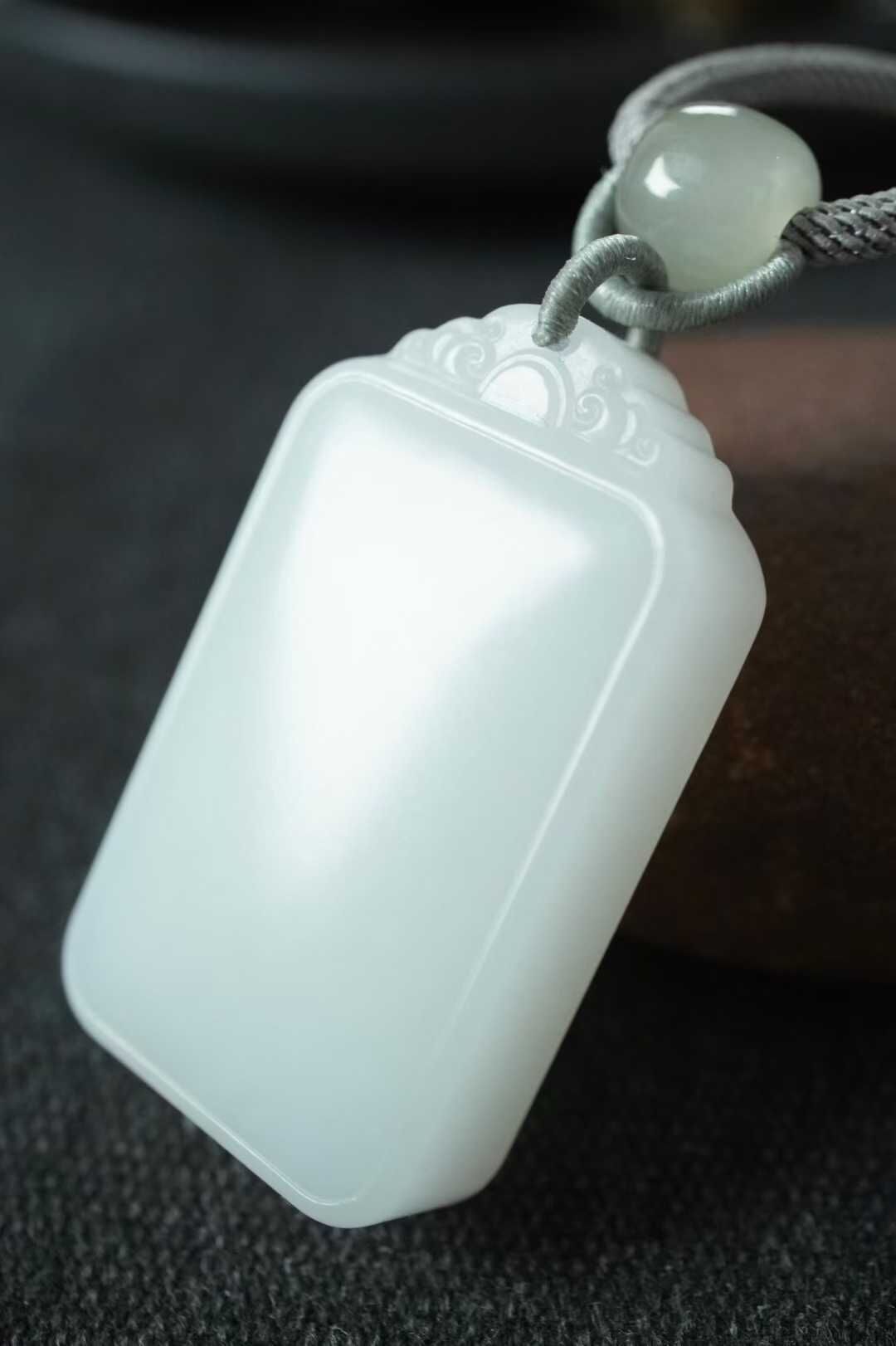 912429 和田玉羊脂玉平安無事牌掛件