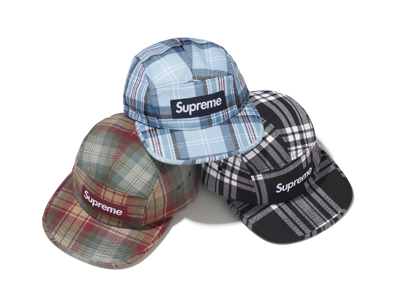 現貨┃Supreme 25FW Lochcarron® Camp Cap 五分割帽 格紋 羊毛 老帽
