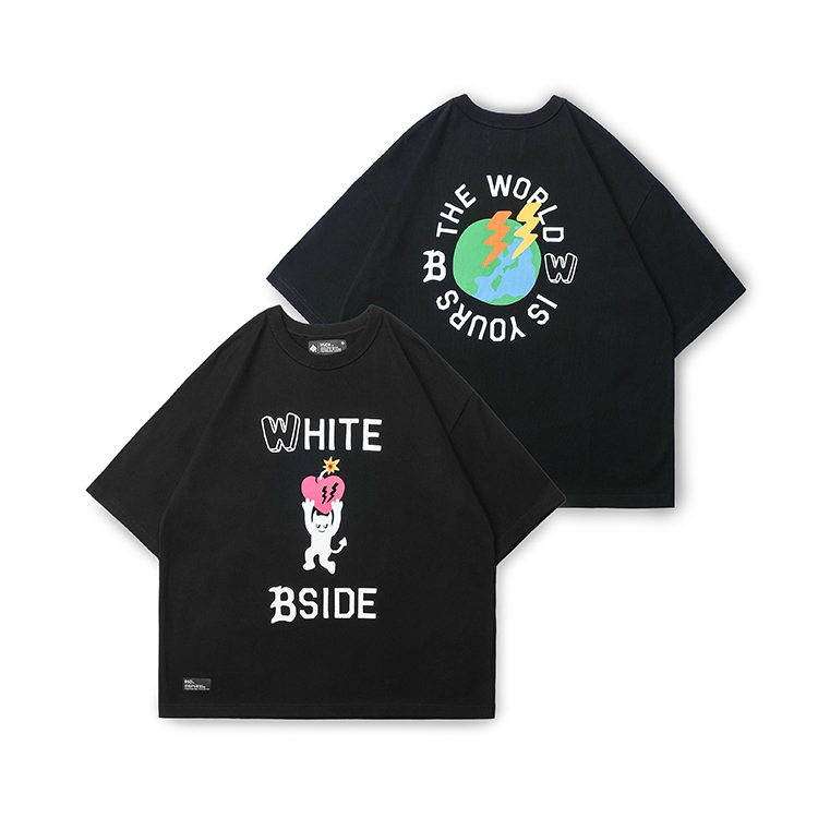 BSIDE X WHITE THE WORLD IS YOURS WIDE TEE Black 成人款