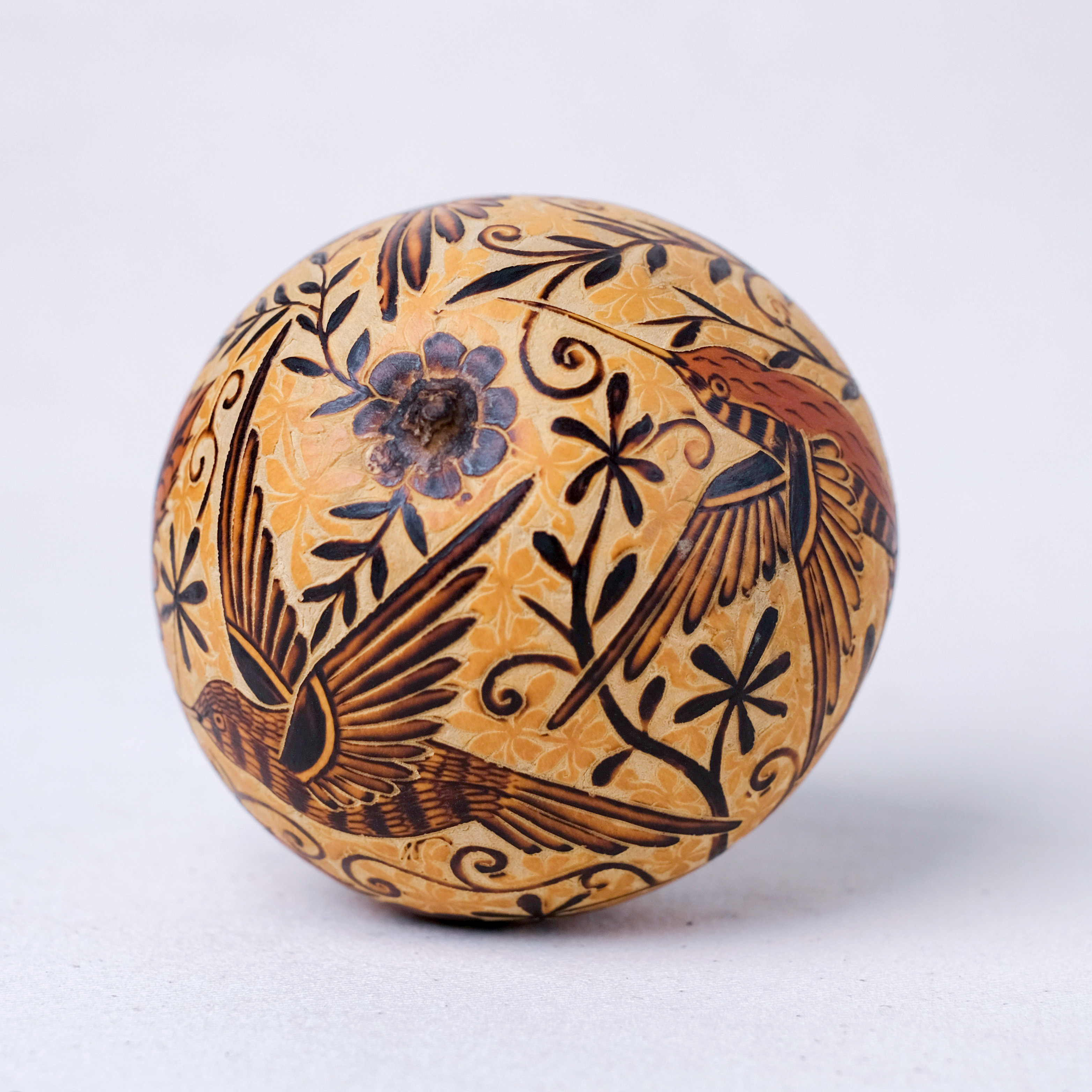 萬卡約葫蘆雕刻｜蜂鳥與花 10｜秘魯