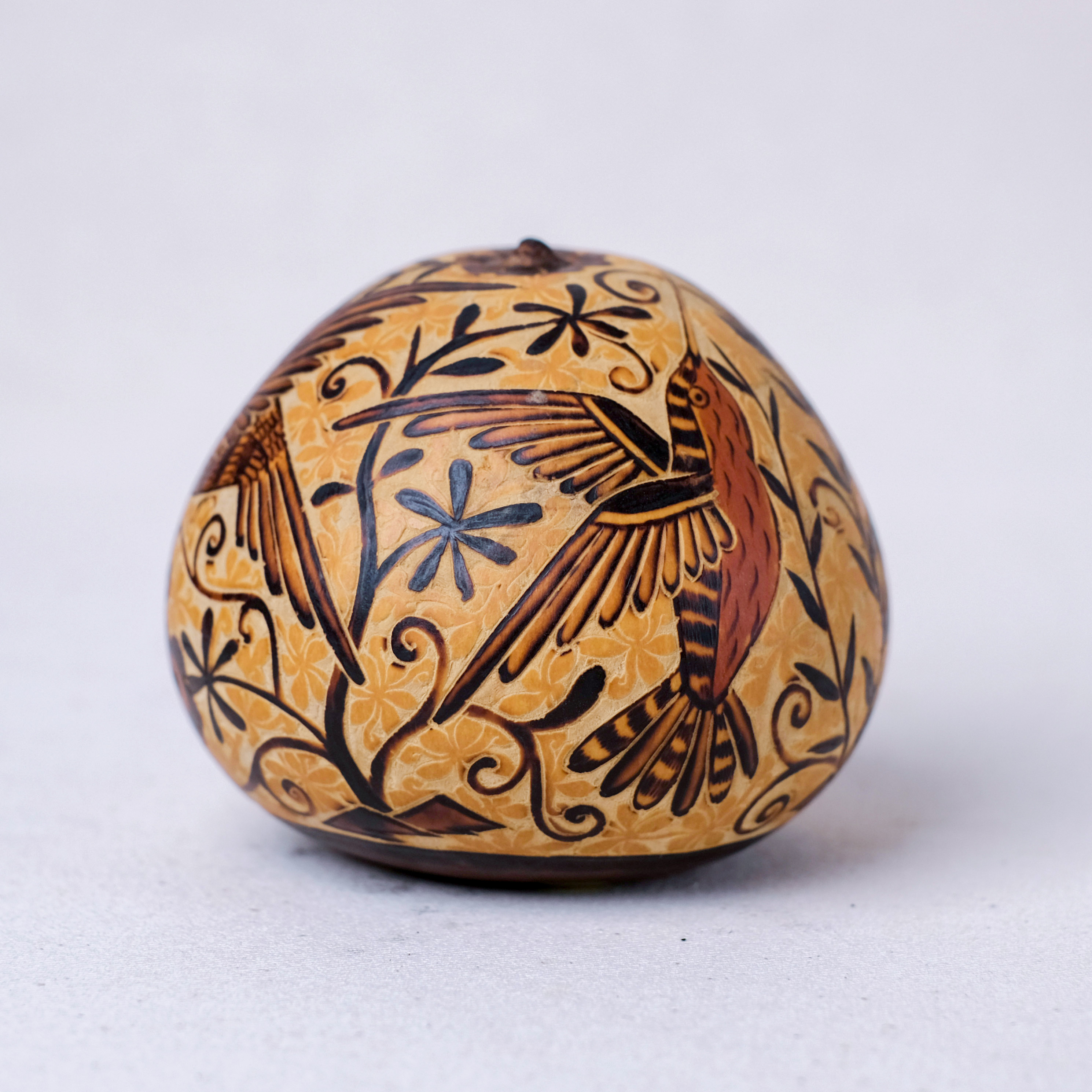 萬卡約葫蘆雕刻｜蜂鳥與花 10｜秘魯