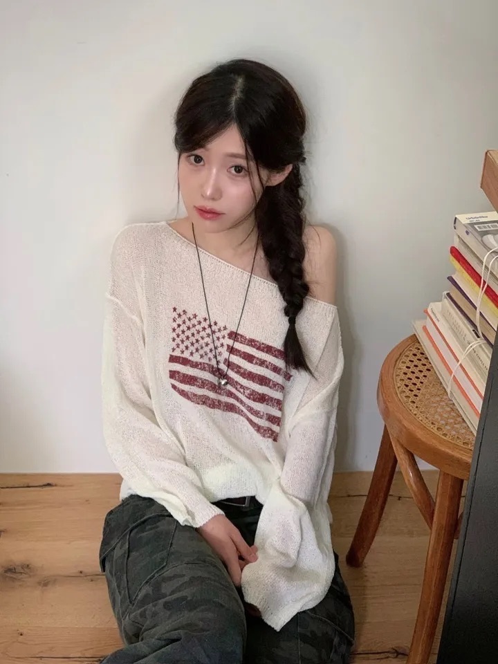 【優惠價預訂】韓國美式寬領針織上衣（3色）