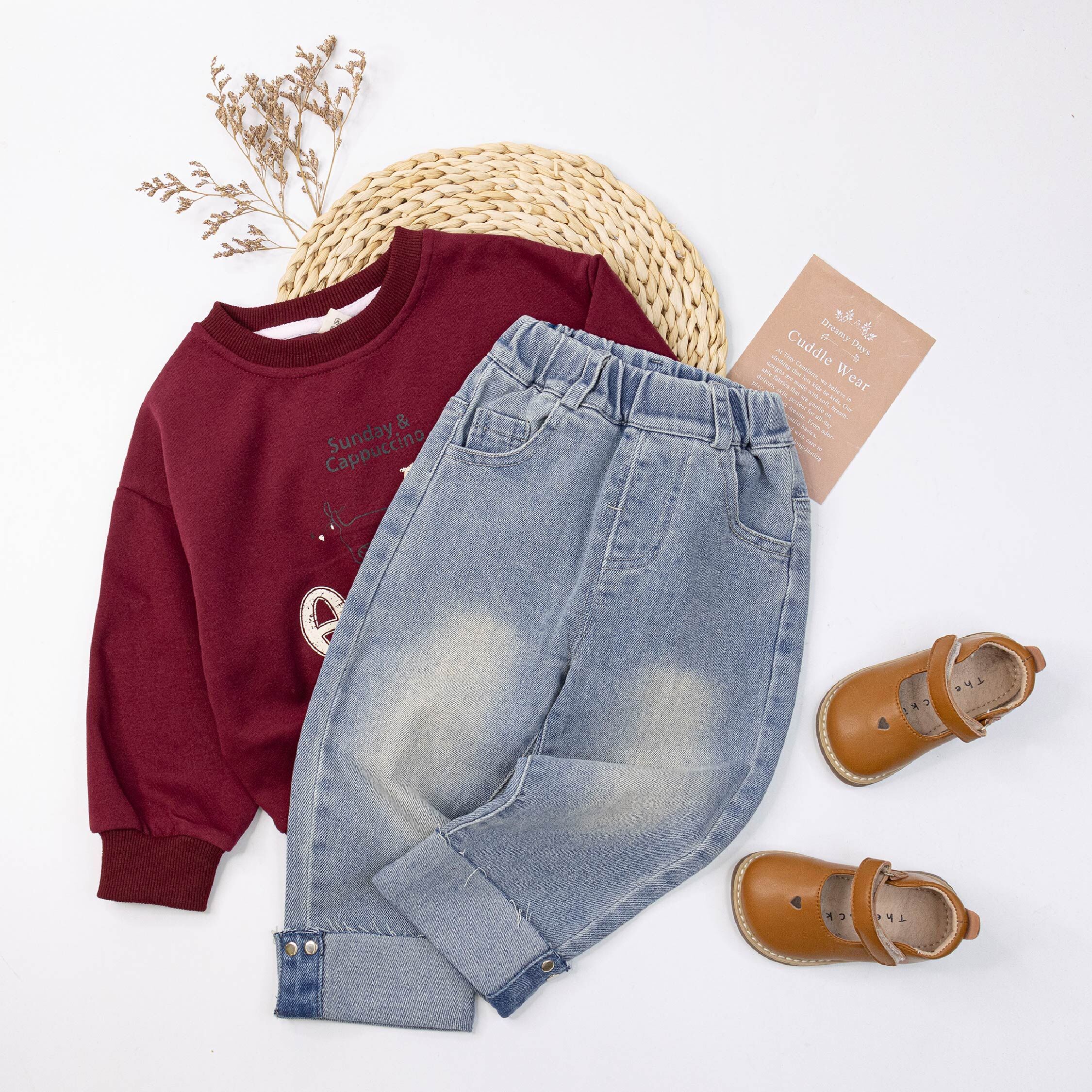 【H55241】韓系帥氣反褶設計牛仔褲