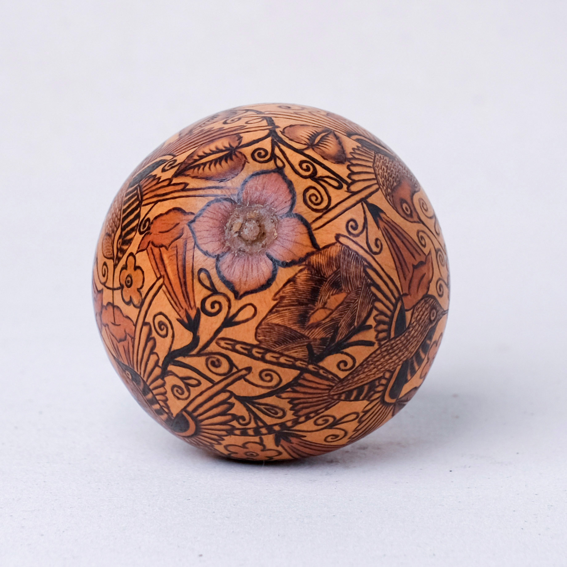 萬卡約葫蘆雕刻｜蜂鳥與花 11｜秘魯