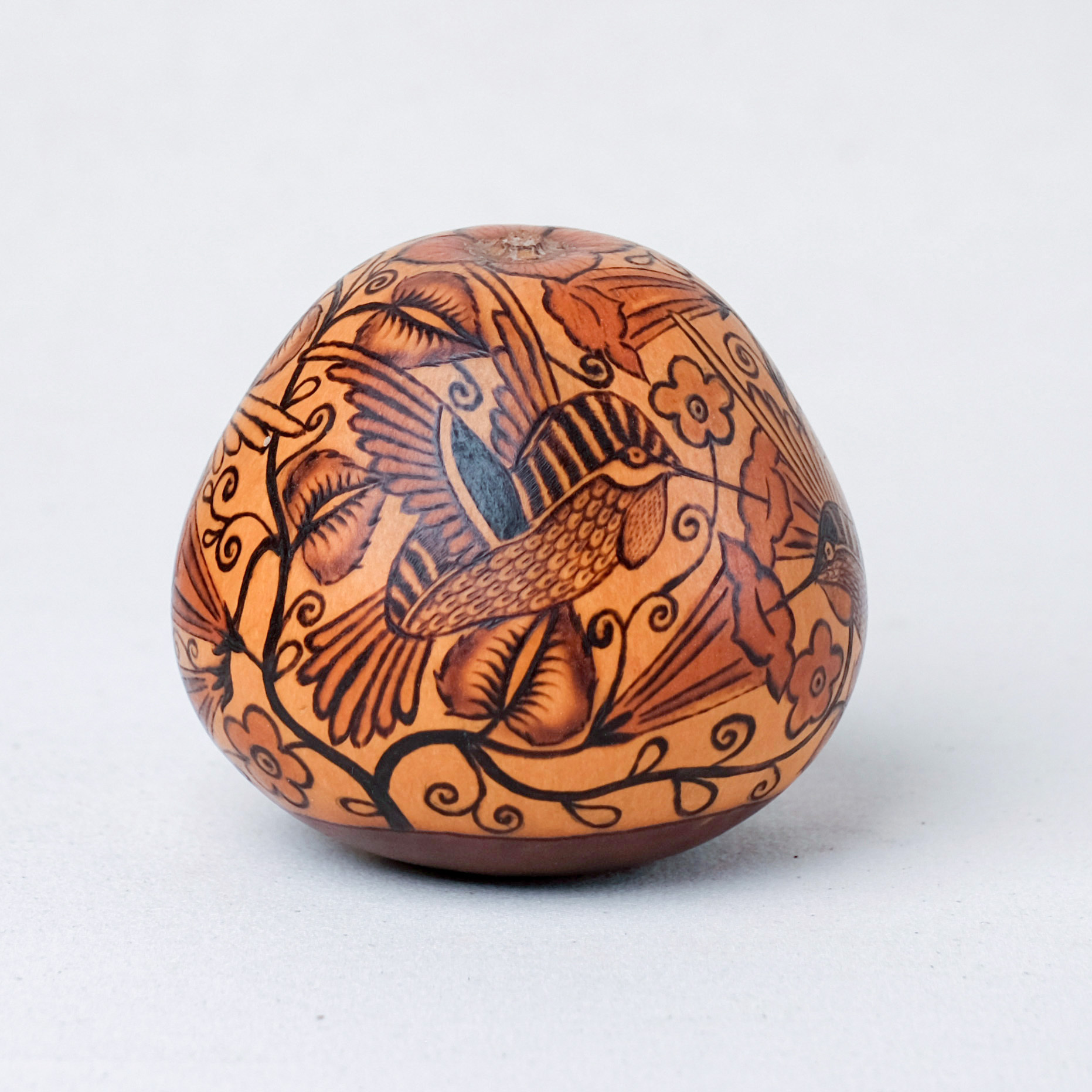 萬卡約葫蘆雕刻｜蜂鳥與花 11｜秘魯