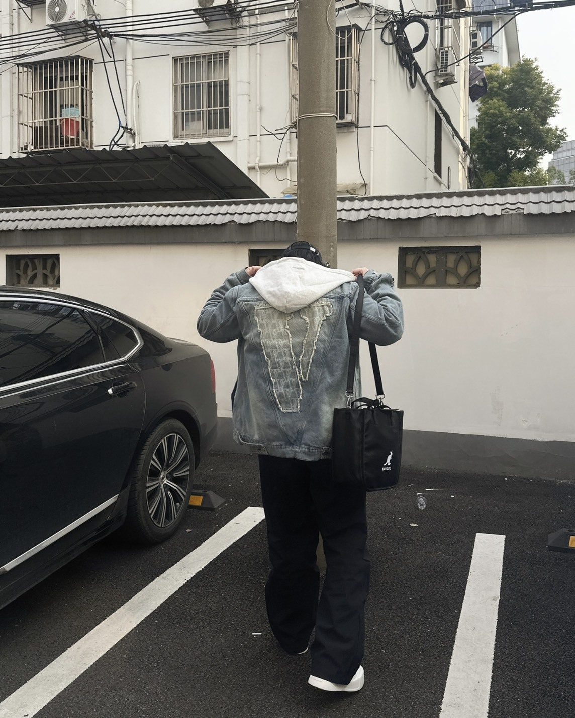 Vlone 破壞 拼接 貼布 精品 牛仔外套 黑/藍