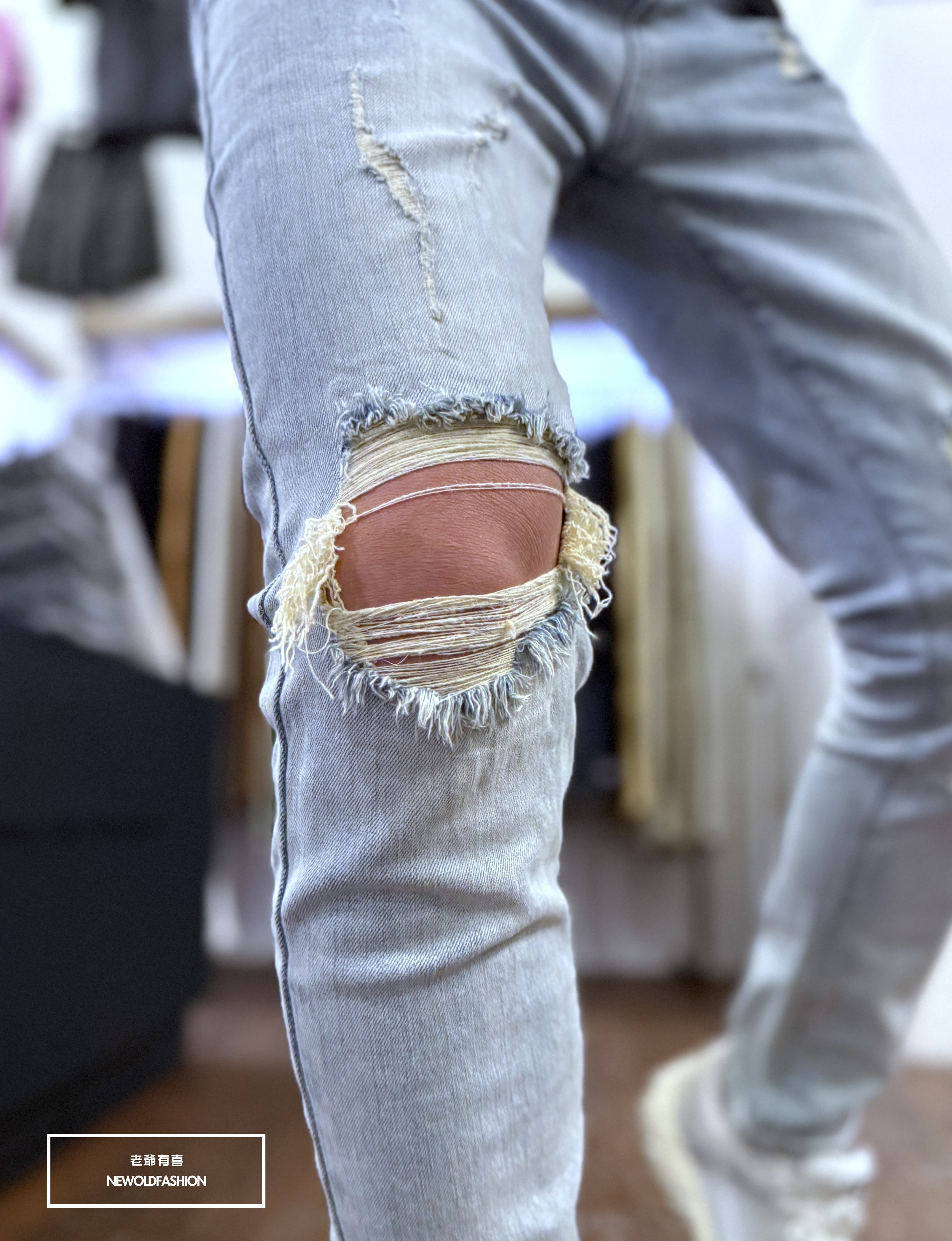 『熱銷到貨』重磅單膝破壞補丁小直筒