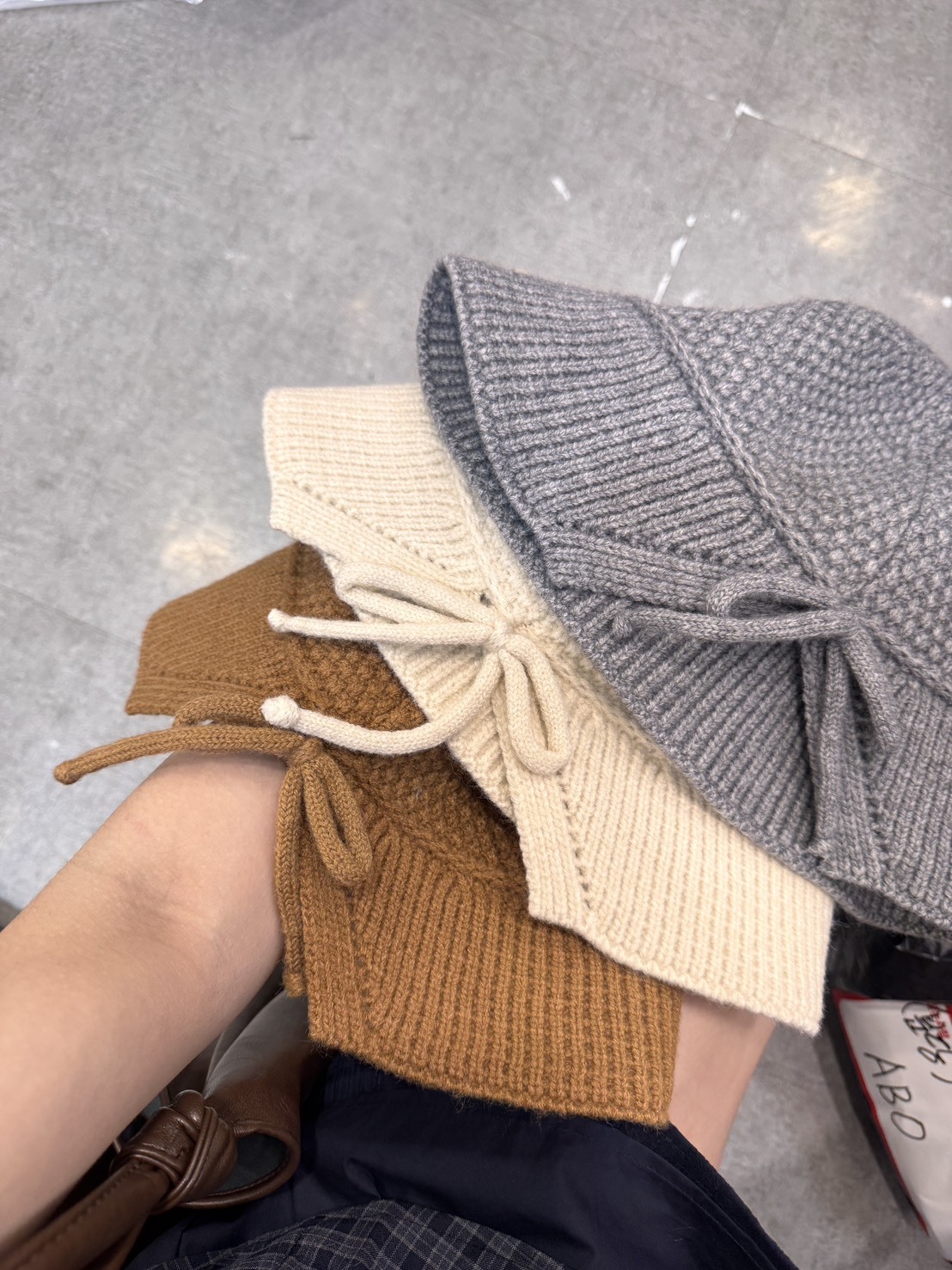 韓國連線 - 編織軟毛蝴蝶結綁繩 漁夫帽