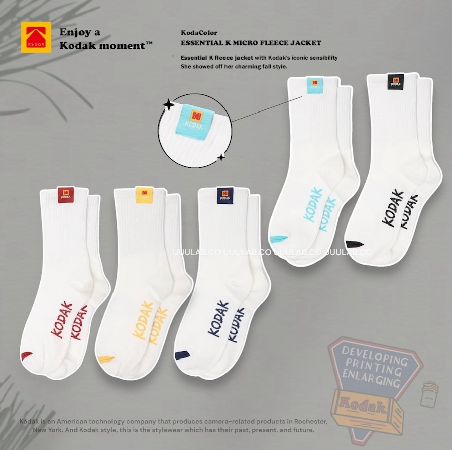 |送禮首選 | KODAK 柯達 復古 COLOR CREW SOCKS 襪子 超值五入組