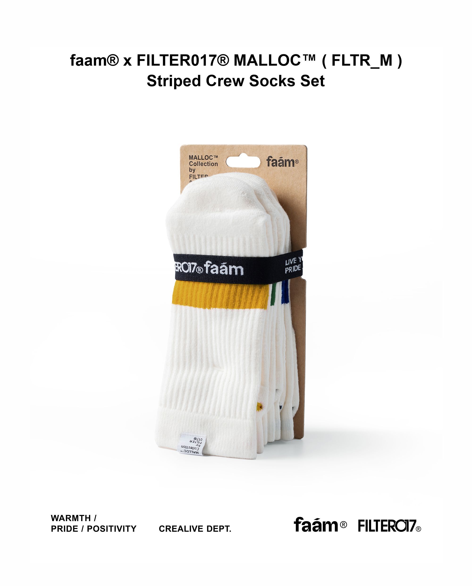 faam Striped Crew Socks - 條紋針織運動襪 (三入組)