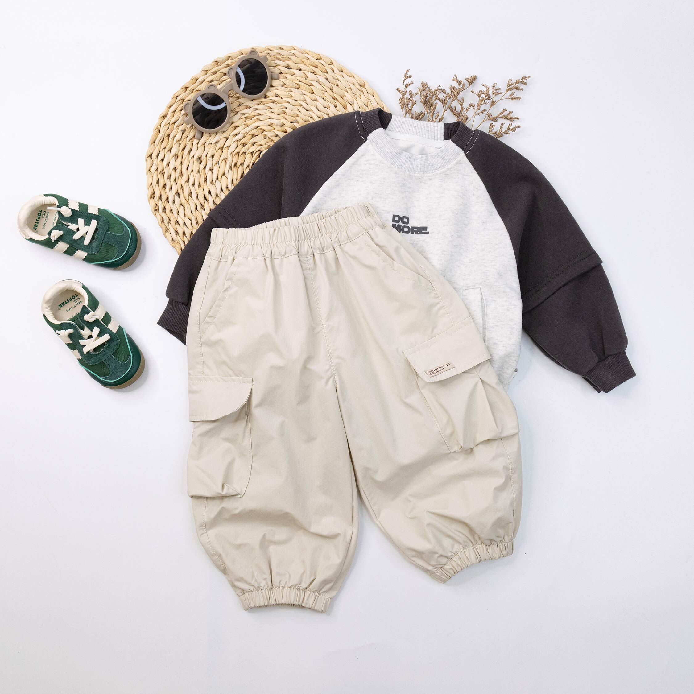 【H55283】個性1983小標工裝縮口褲＊三色