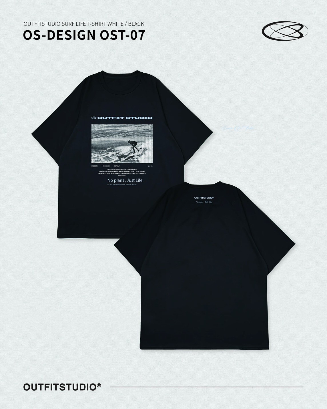 OS-DESIGN OST-07 SURF LIFE TEE (Black / White)