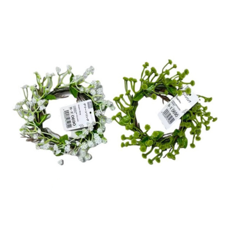 仿真裝飾花圈/綠、白