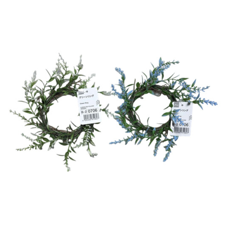 仿真裝飾花圈/藍、白