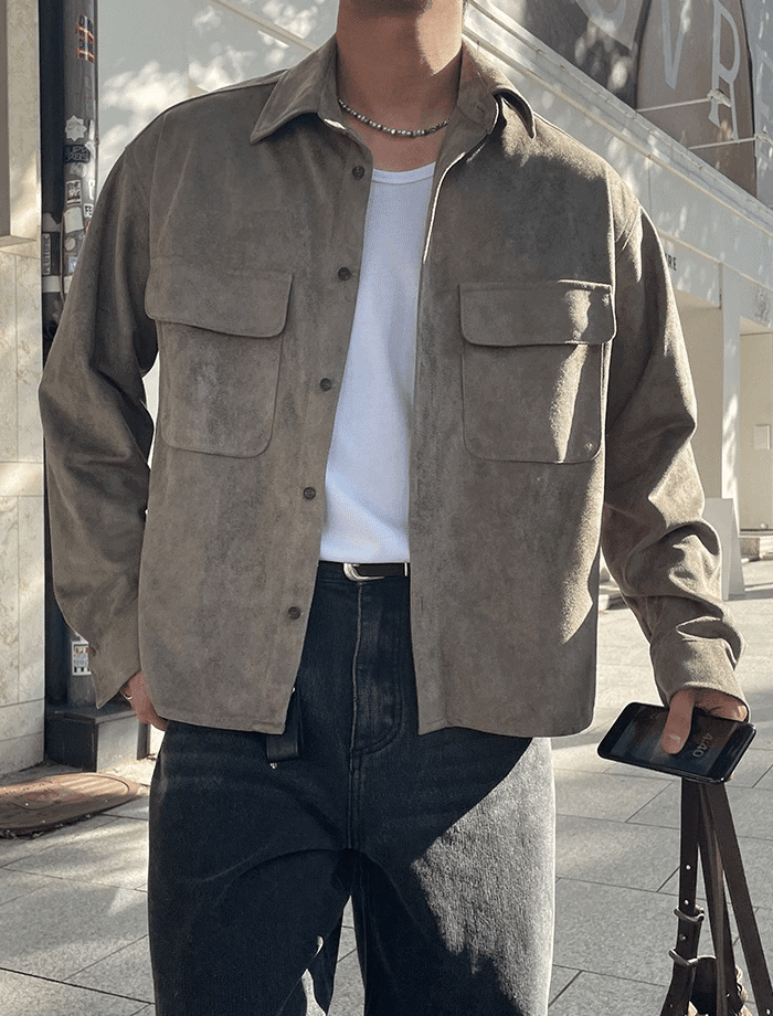 Sheron 絨面短款襯衫