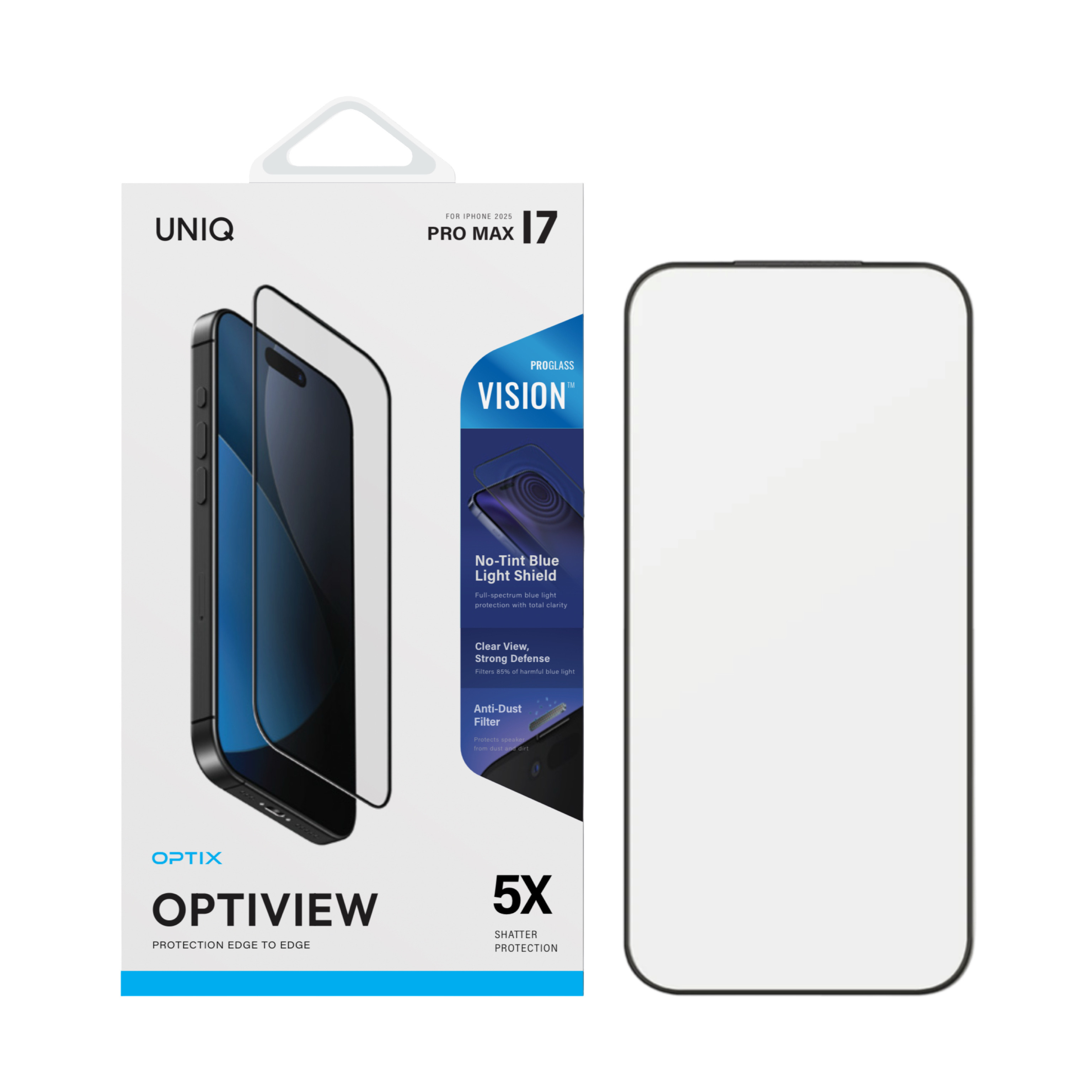 UNIQ iPhone 17 系列 Optix Vision™ 防藍光玻璃熒幕保護貼