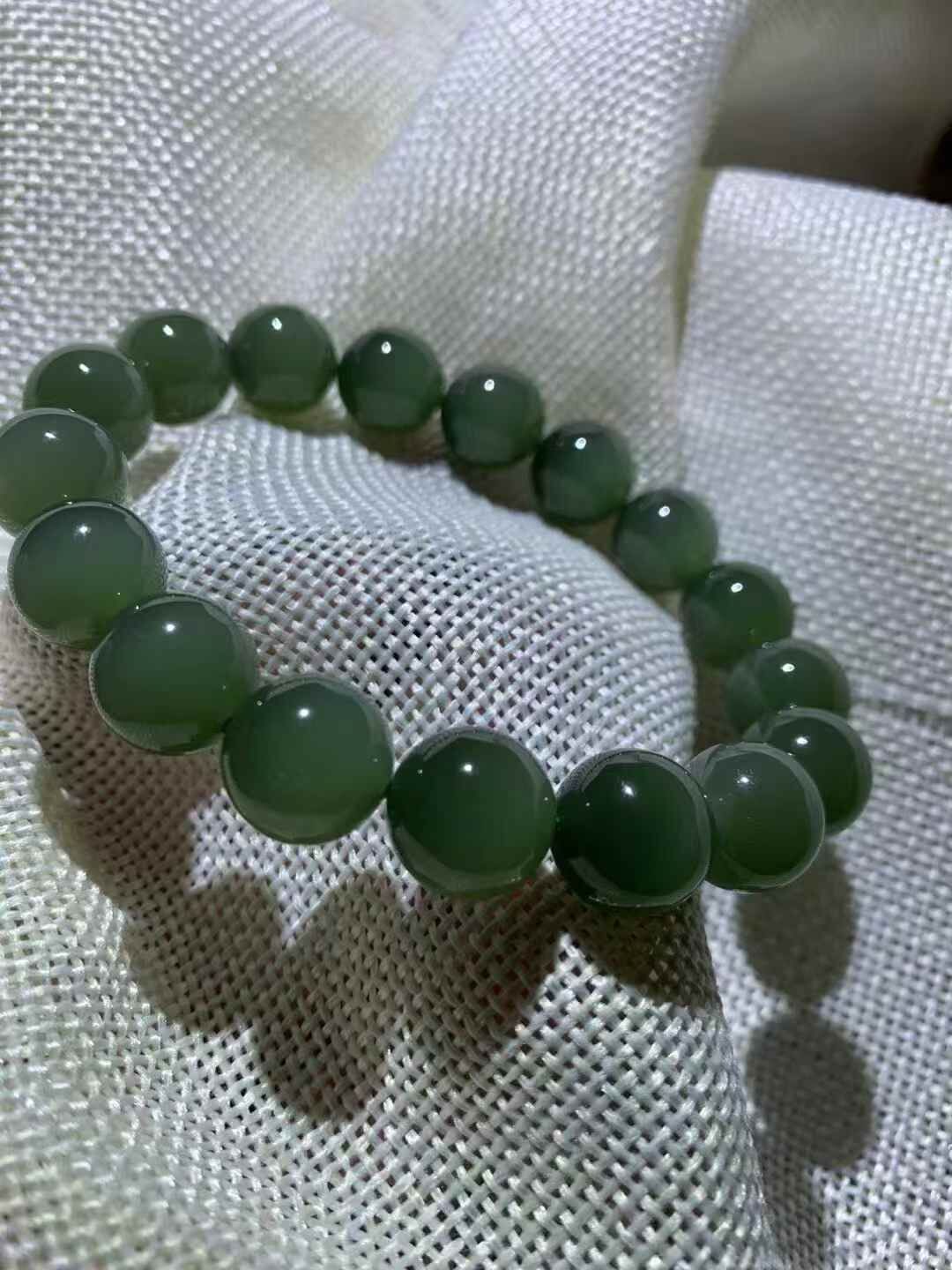 和田玉貓眼湖水綠手串 (12mm直徑),天然和田玉軟玉