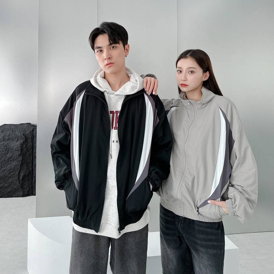 立領拼接撞色風衣外套 98088