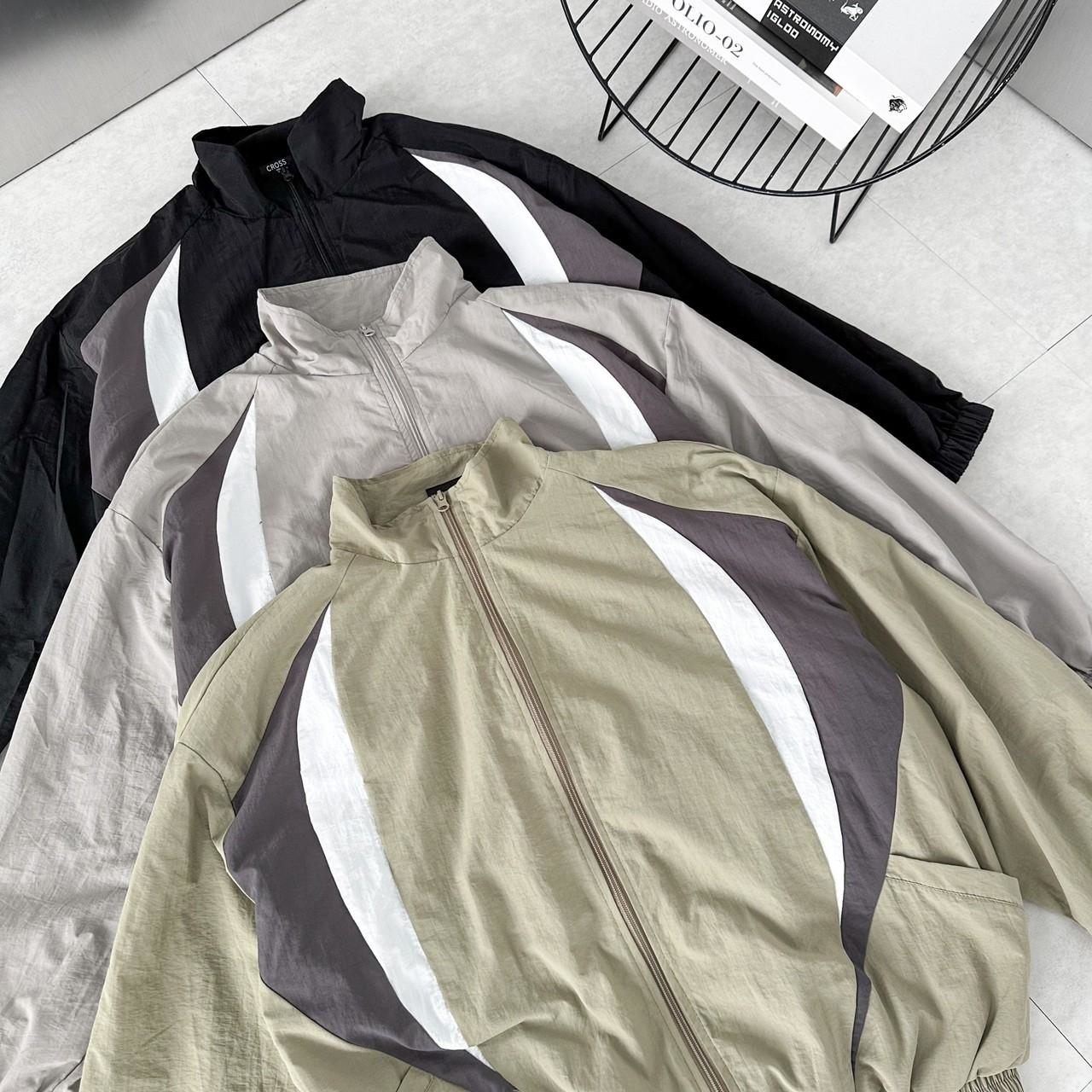 立領拼接撞色風衣外套 98088