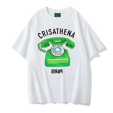0917CR302Crisathena Telephone T-Shirt (A156 白色/綠色)  (A157白色/豹) (A158綠/豹)