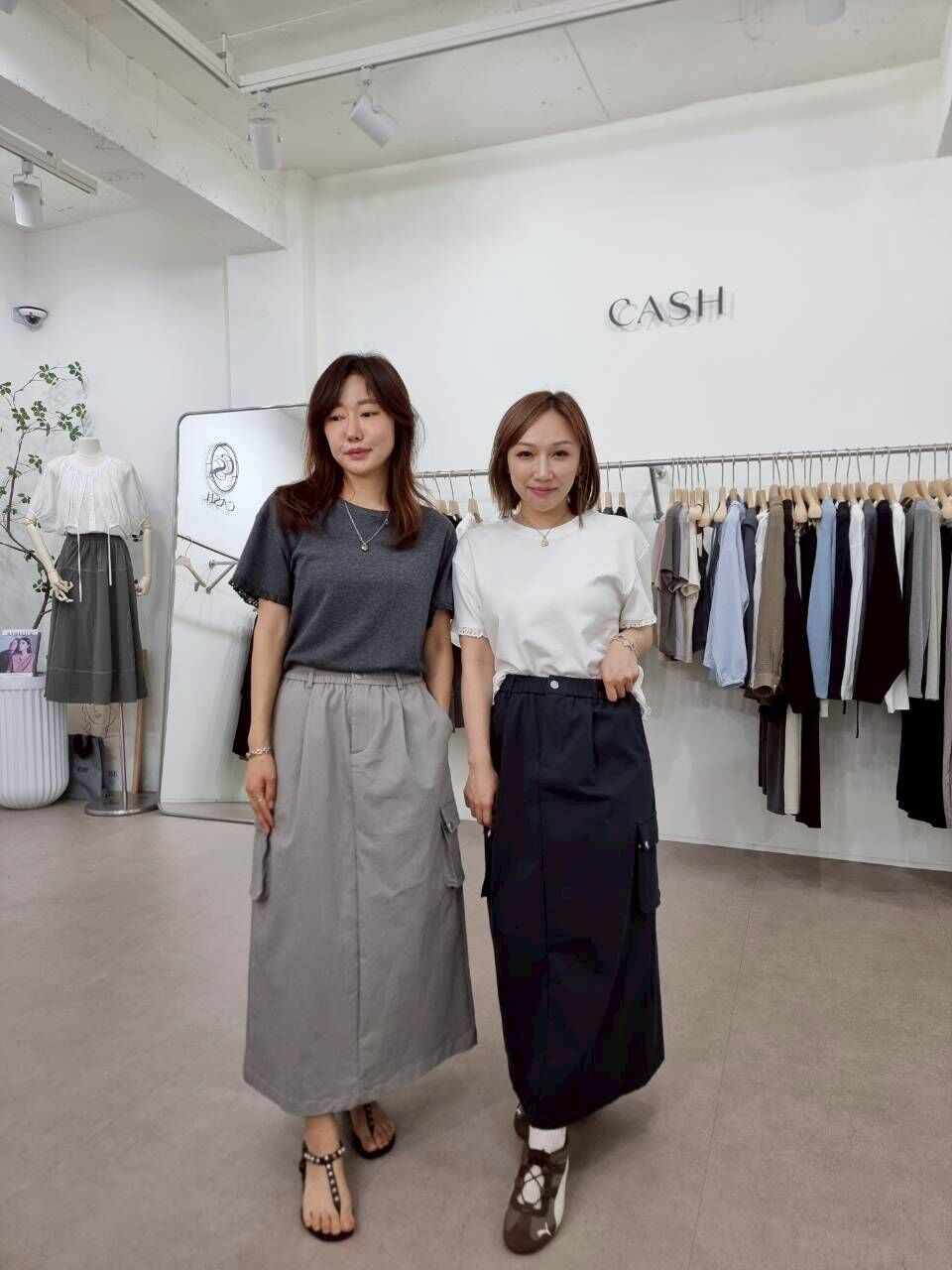 CA5023 橡筋腰裙擺大口袋半身裙