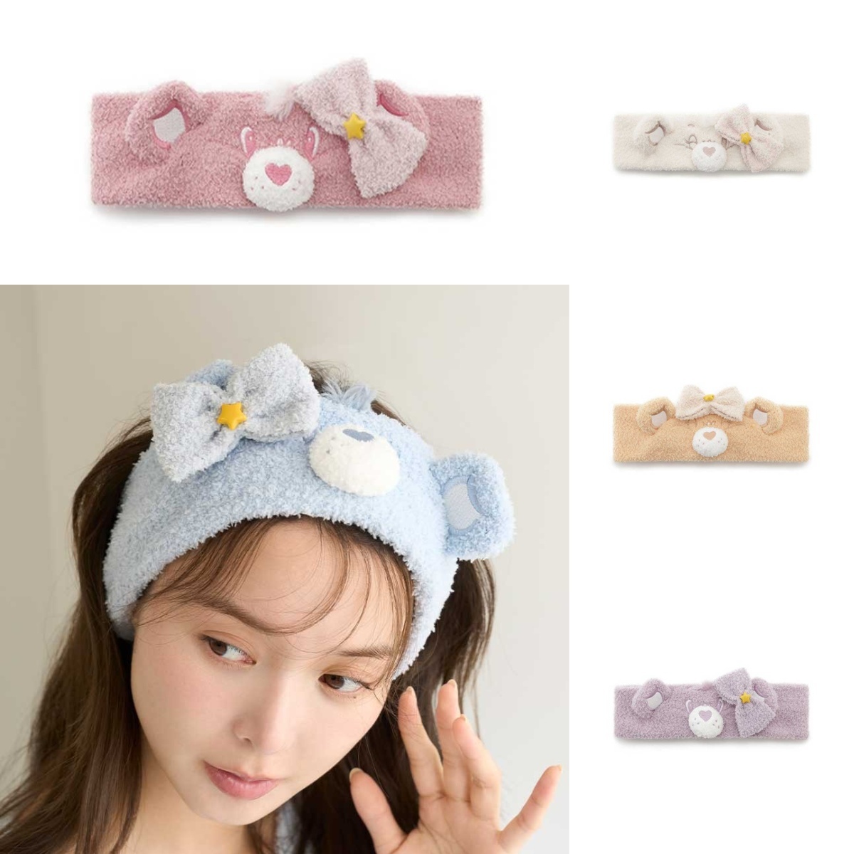 預購┃SNIDEL HOME Care Bears 彩虹熊 愛心熊 毛絨絨 蝴蝶結 頭巾 髮帶 頭帶