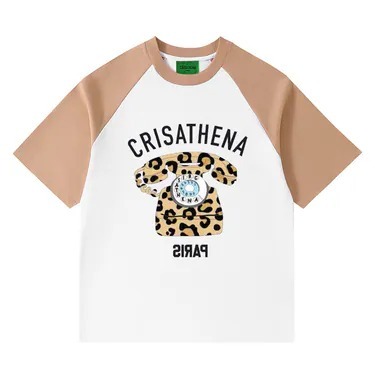 0917CR303Crisathena - Telephone T-Shirt in White, (A159 牛角/黑)  (A160牛角/駱駝)  (A161牛角/藍色)