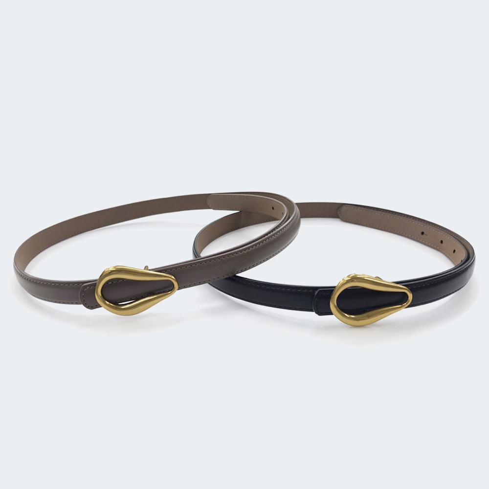 不規則金屬扣真皮細皮帶