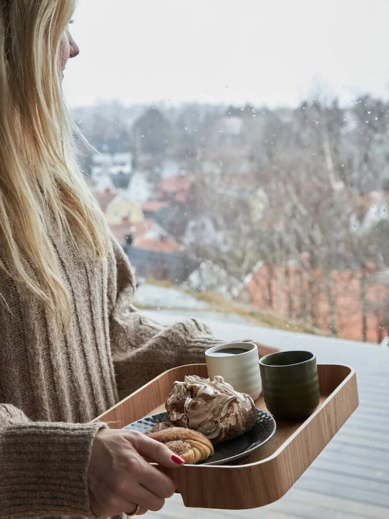 Sagaform-Hanna 橡木托盤,作為早餐盤,迎接一天開始