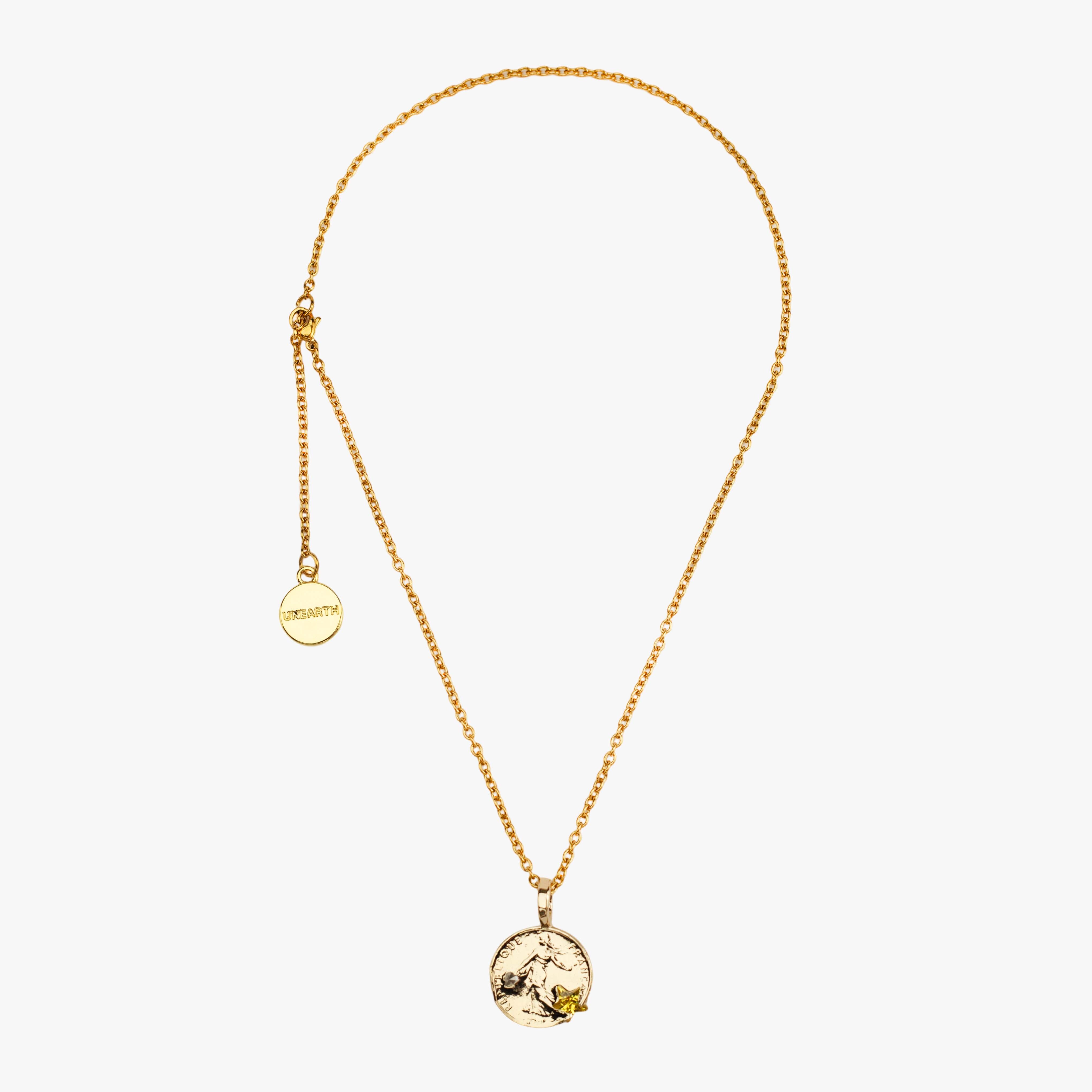 UNEARTH 硬幣鋯石項鍊