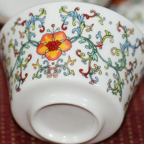 鹿港窯-富貴寶相花蓋杯