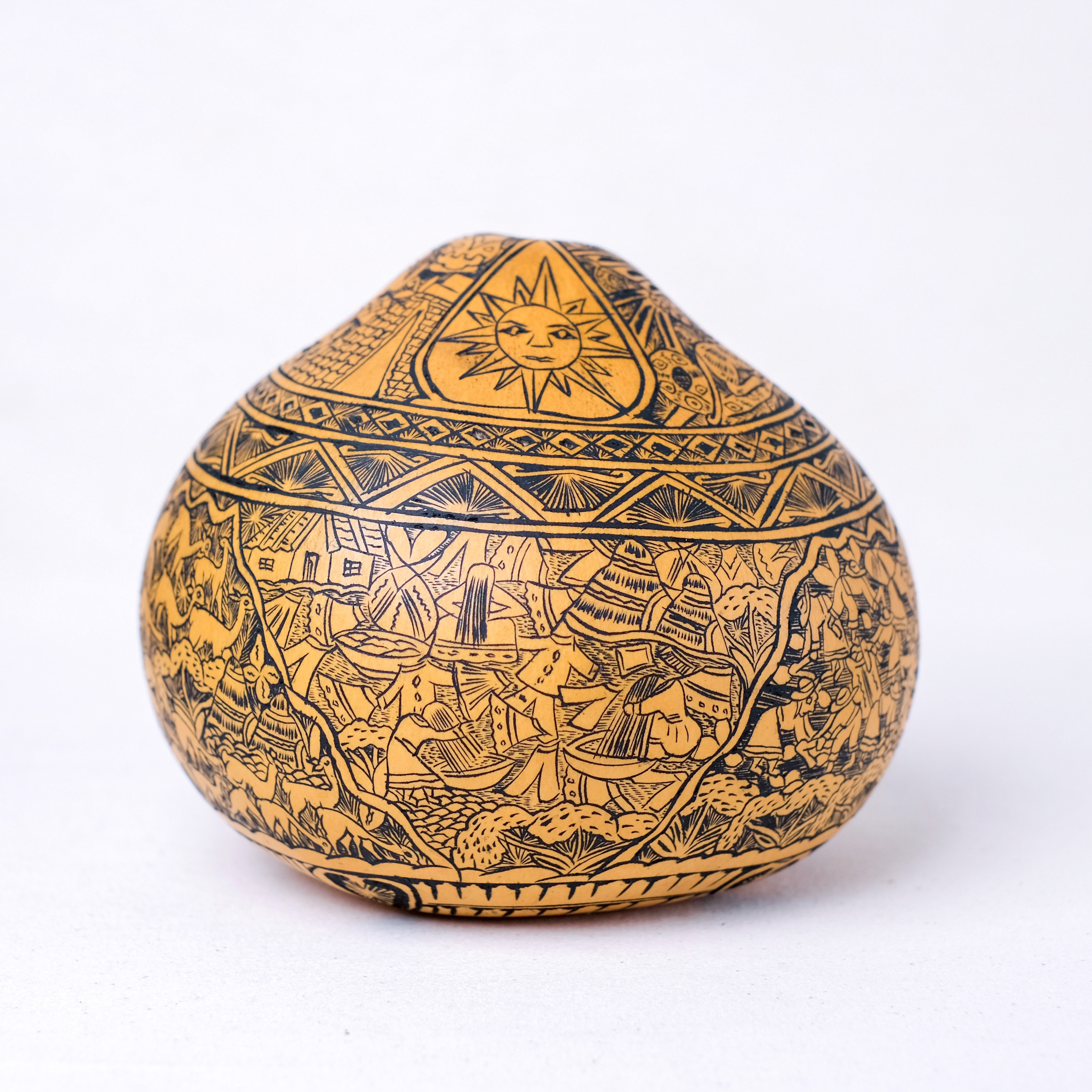 萬卡約葫蘆雕刻｜印加日月 25｜秘魯