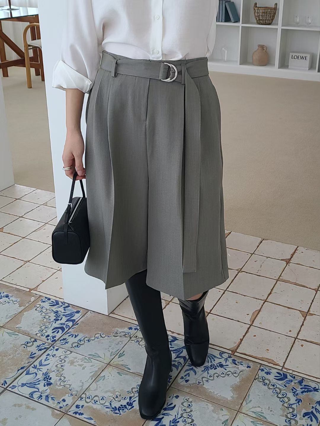 SEP18016 連belt五分西褲