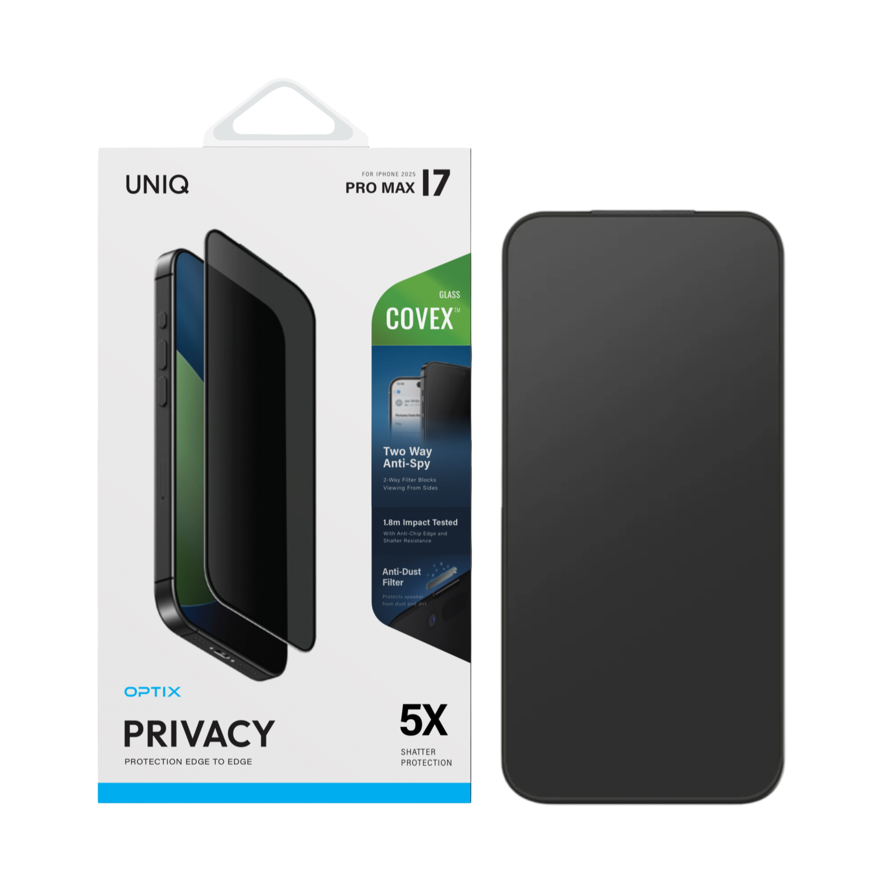 UNIQ iPhone 17 系列 Optix Covex™  防窺玻璃螢幕保護貼