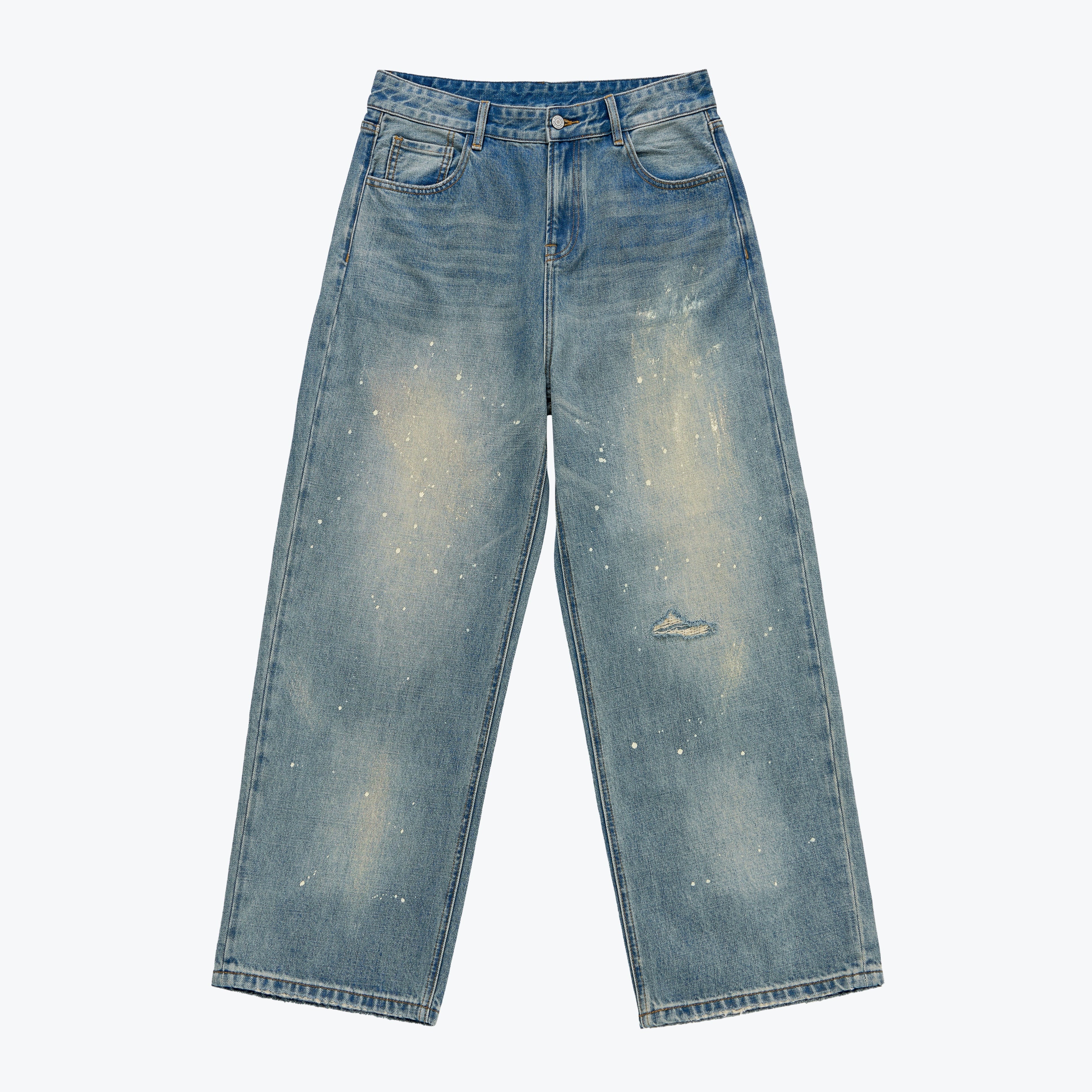 SENSE X Too more Print splattered washed jeans