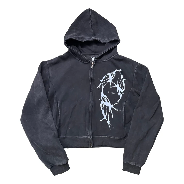 Oline Bloodied Hood - Washed Black
