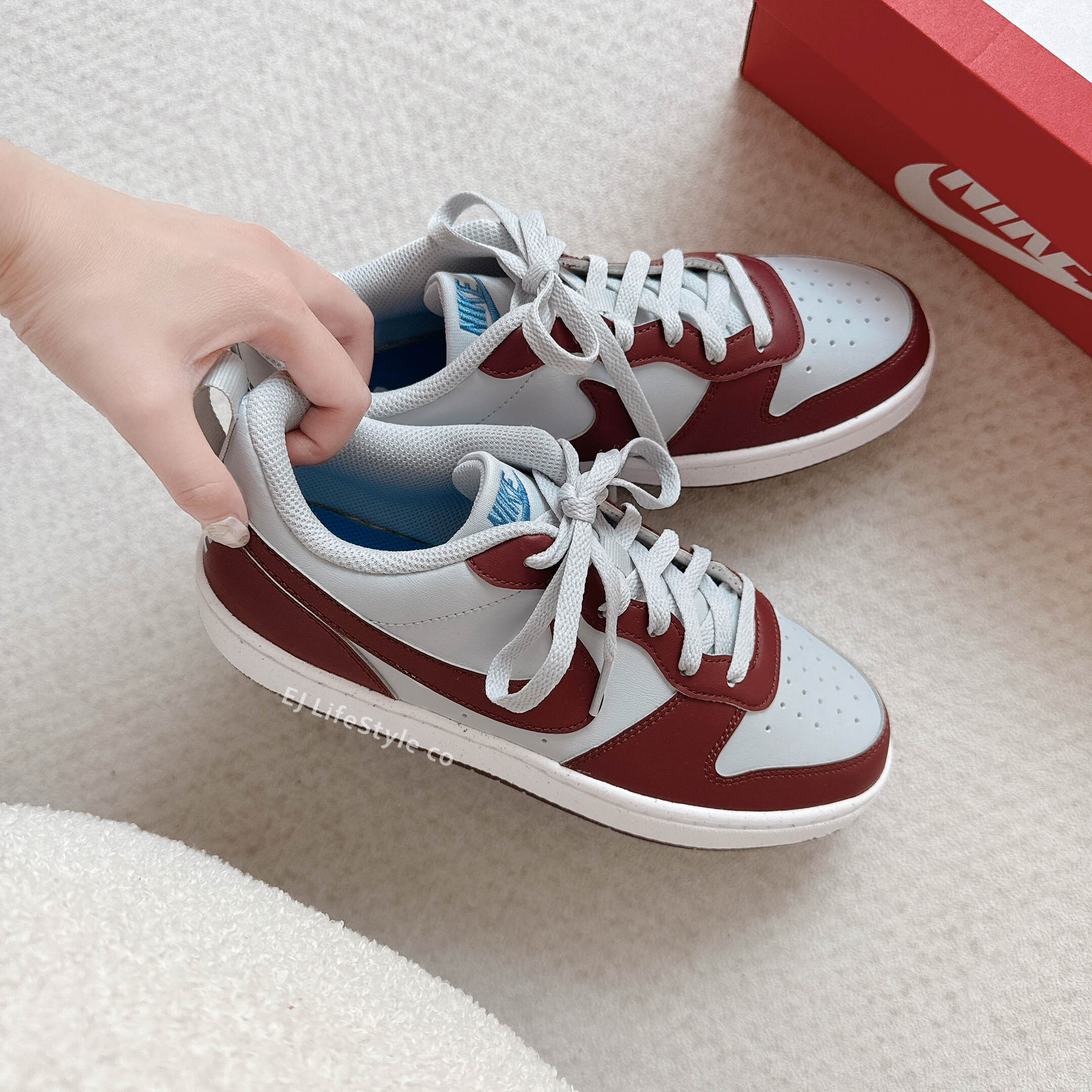 NIKE COURT BOROUGH LOW RECRAFT GS 酒紅 淡藍 深紅色 小DUNK 大童鞋 DV5456-006 / 調貨