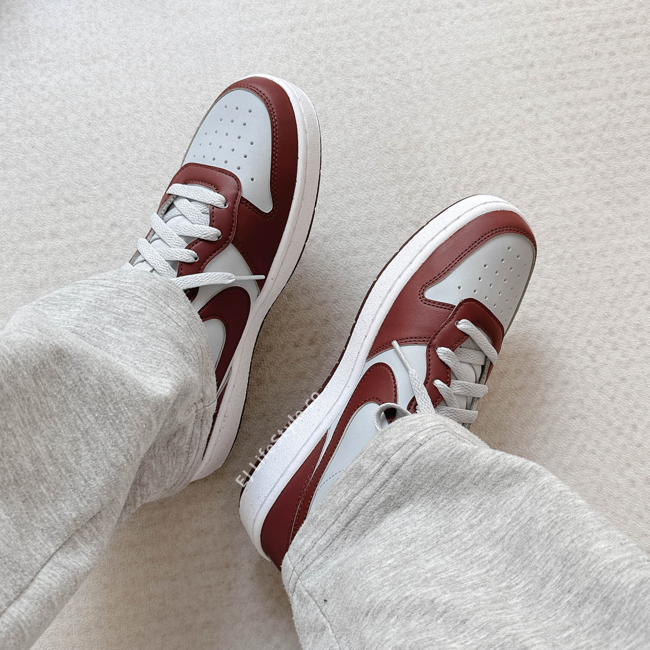 NIKE COURT BOROUGH LOW RECRAFT GS 酒紅 淡藍 深紅色 小DUNK 大童鞋 DV5456-006 / 調貨