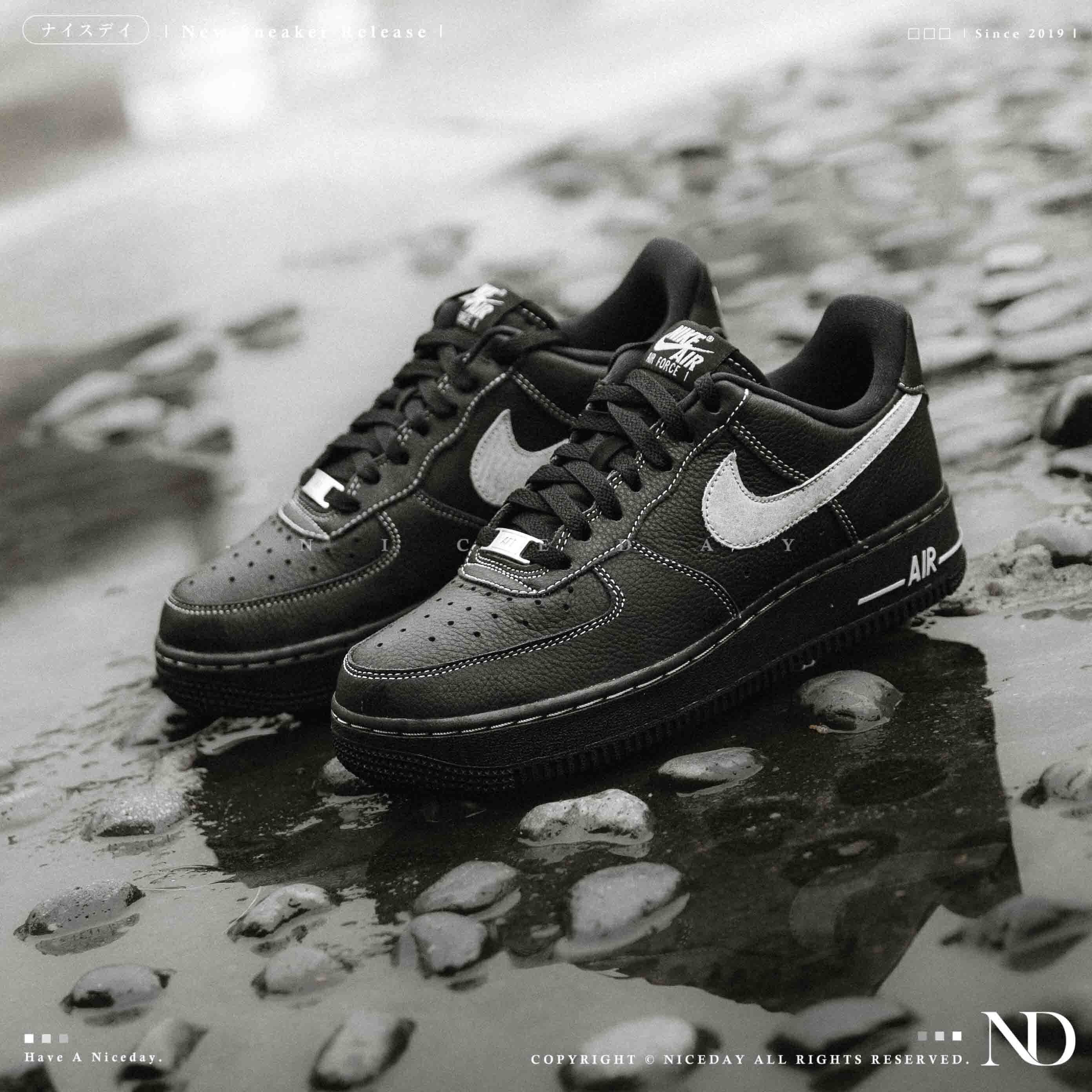 NICEDAY 現貨 Nike Air Force 1 Low 黑白 黑魂 白勾 荔枝皮 類麂皮 HQ2037-006
