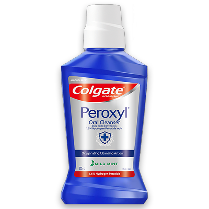 高露潔Peroxyl漱口水 (500ml)過氧化氫漱口水 - 含1.5% Hydrogen Peroxide -不含酒精