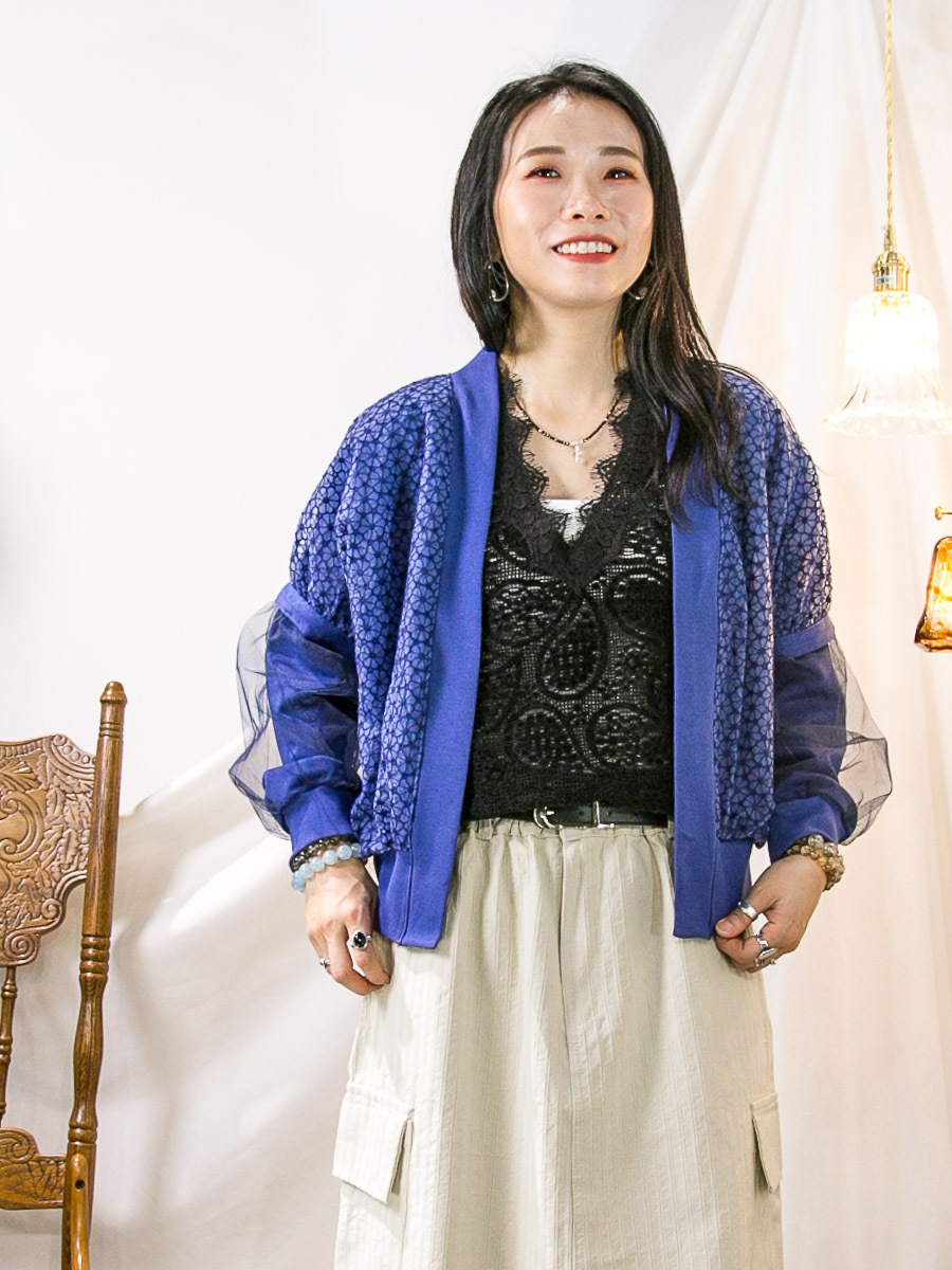 ⬇️開倉低至半價😱FINALSALE📣 全開胸．花花刺繡 網布．雙面料外套 【不設退換】