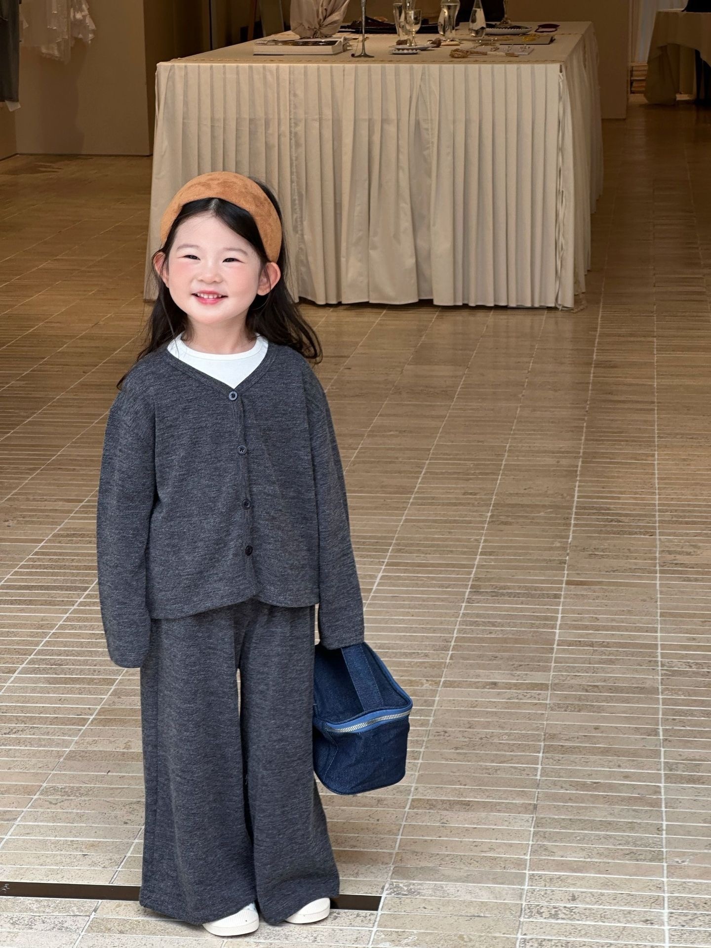 慵懶風針織外套加寬褲套裝